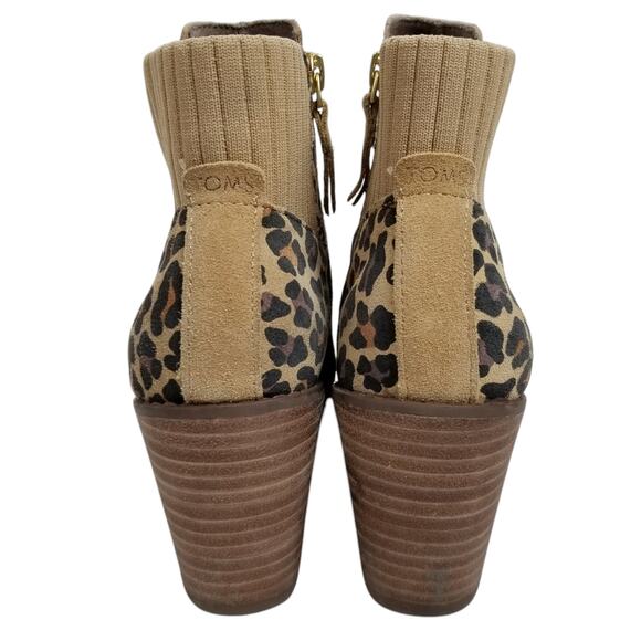 TOMS Women's Sadie Suede Wedge Heel Leopard Leather Suede Ankle Boots Size 8 - Picture 5 of 8